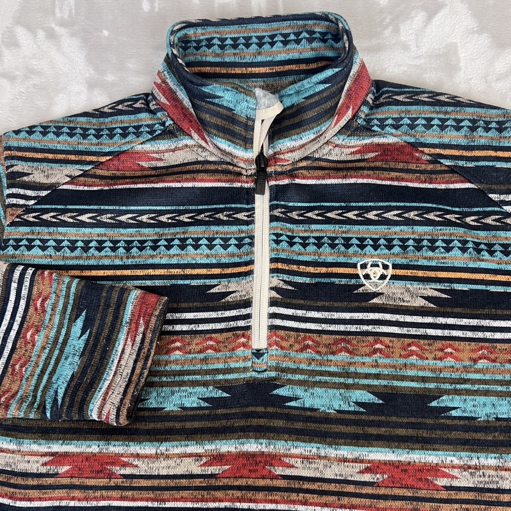 Ariat Sweater Mens Small Caldwell 1/4 Zip Southwestern Pullover Cowboy Ranchwear